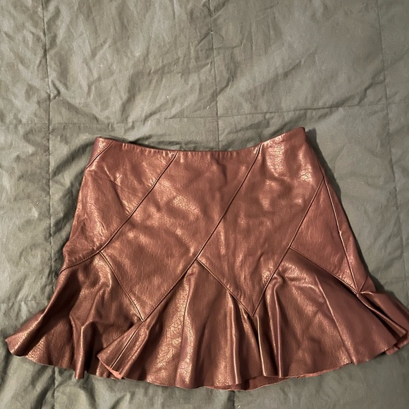 DEREK LAM 10 CROSBY Flared Mini Skirt in Brown - Picture 2 of 9
